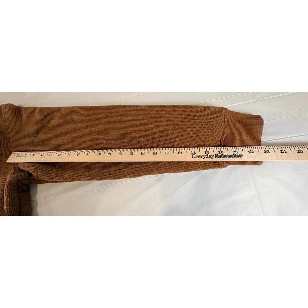 Coleman‎ Men Henley Shirt Sherpa Lined Waffle Size Extra Large XL Brown Tan